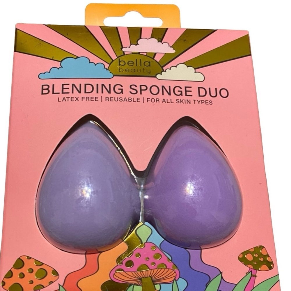 Bella Beauty Purple Pack of 2 Blending Sponges Duo Latex Free Reusable NIB